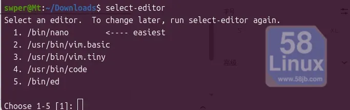 ubuntu26.04 通过select-editor修改默认编辑器为vim