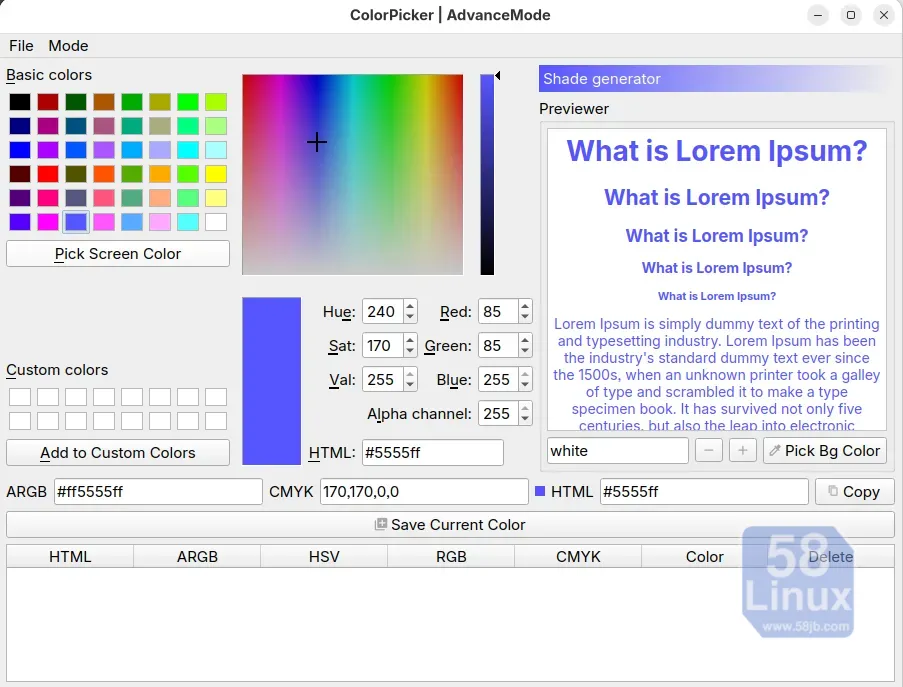 color-picker 取色器使用界面